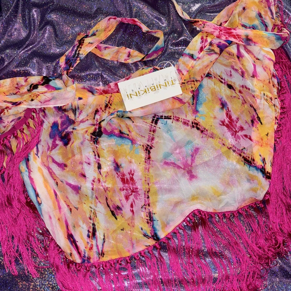 Pink shag swim suit skirt